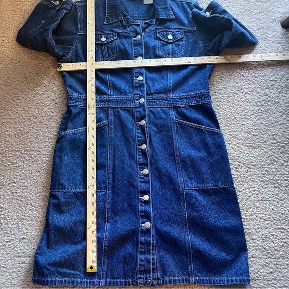 vintage faded glory denim midi dress with pockets - Picture 5 of 5